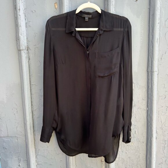 J Crew Black Robin Silk Blouse, Size 8 - Picture 3 of 10